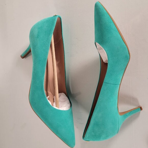 Cole Haan Go To Park Pump Turquoise Suede High Heel - Picture 2 of 11